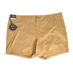 Ava & Viv High Rise Chino Shorts Khaki Tan 5" Inseam NWT Plus Size 26W